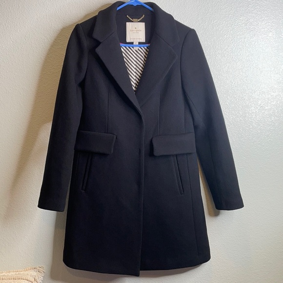 Kate Spade long wool black pea coat